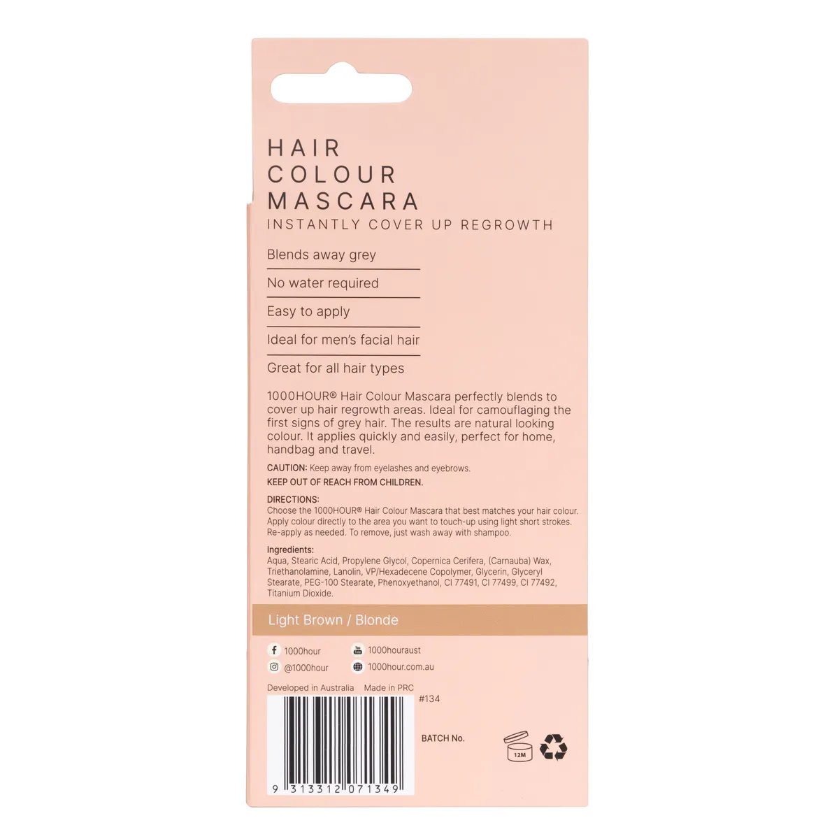 1000 Hour Hair Mascara - Light Brown, view 4