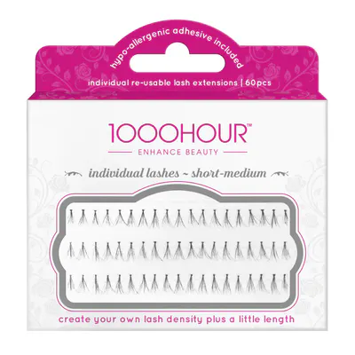1000 Hour Individual Lashes - Black Flared Short 60pc