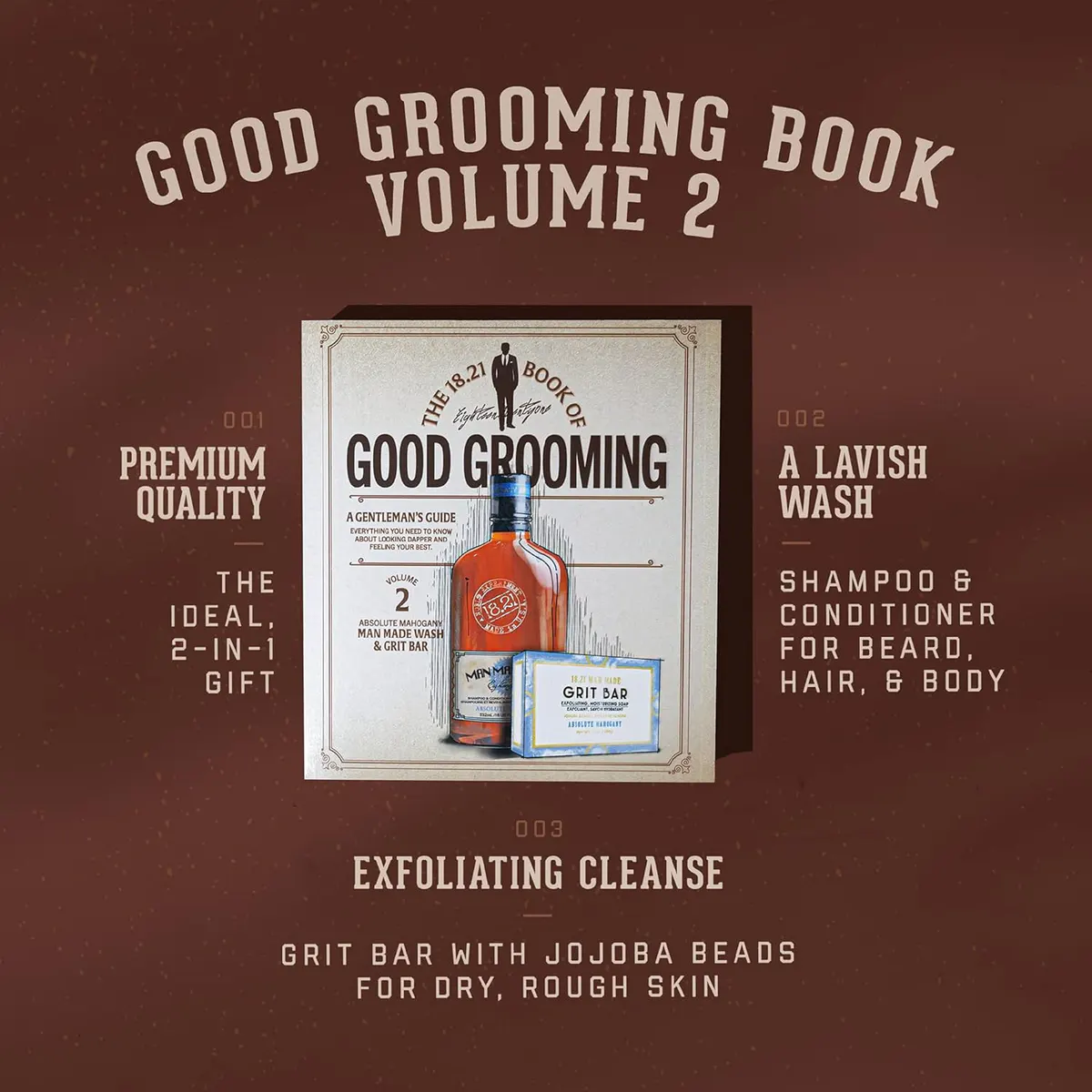18.21 Faux Book Gift Set Vol.2 - Man Made Wash 18oz & Bar Soap 7oz - Absolute Mahogany, view 4