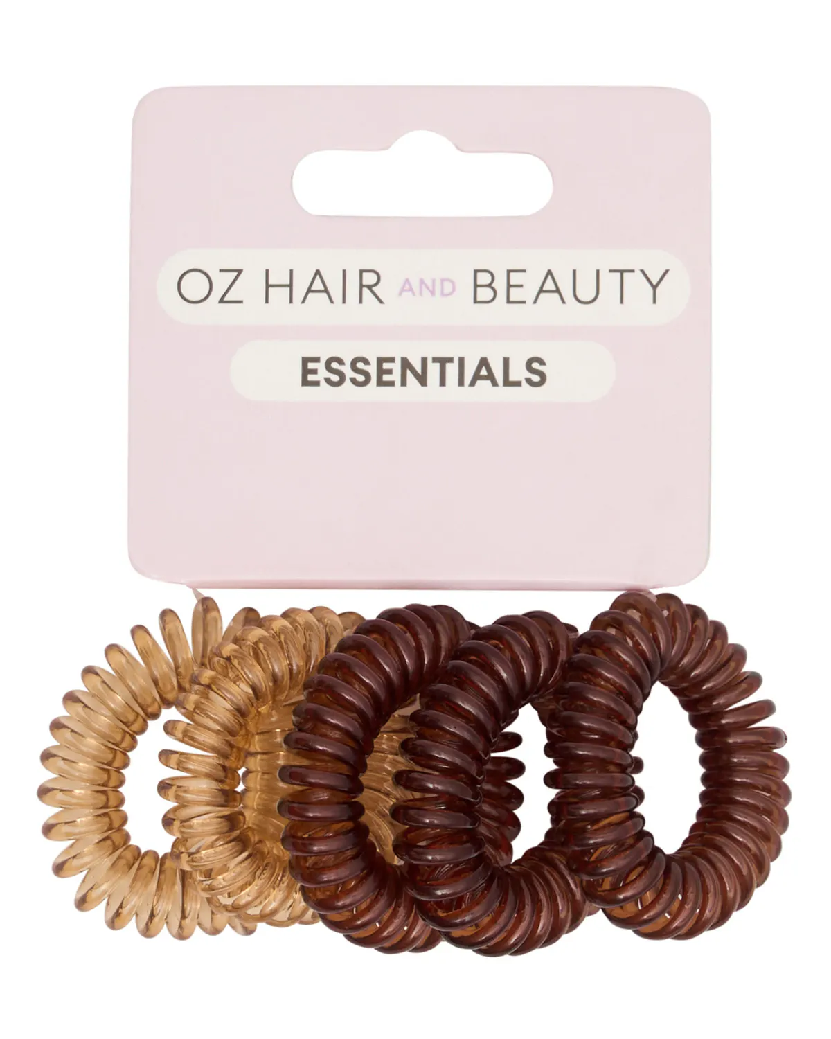 Oz Essentials Spiral Hair Ties 5 Pack - Browns