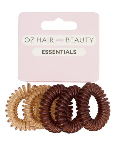 Oz Essentials Spiral Hair Ties 5 Pack - Browns