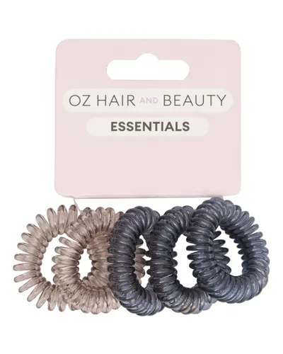 Oz Essentials Spiral Hair Ties 5 Pack - Clear/Black
