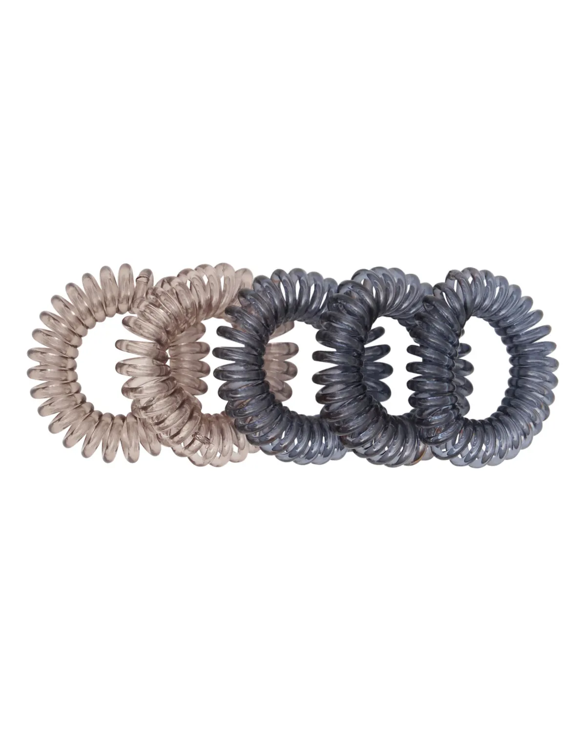 Oz Essentials Spiral Hair Ties 5 Pack - Clear/Black, view 2