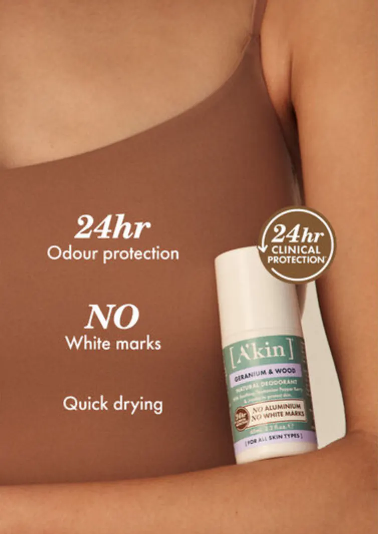A'kin Geranium & Wood Roll On Deodorant 65ml, view 3