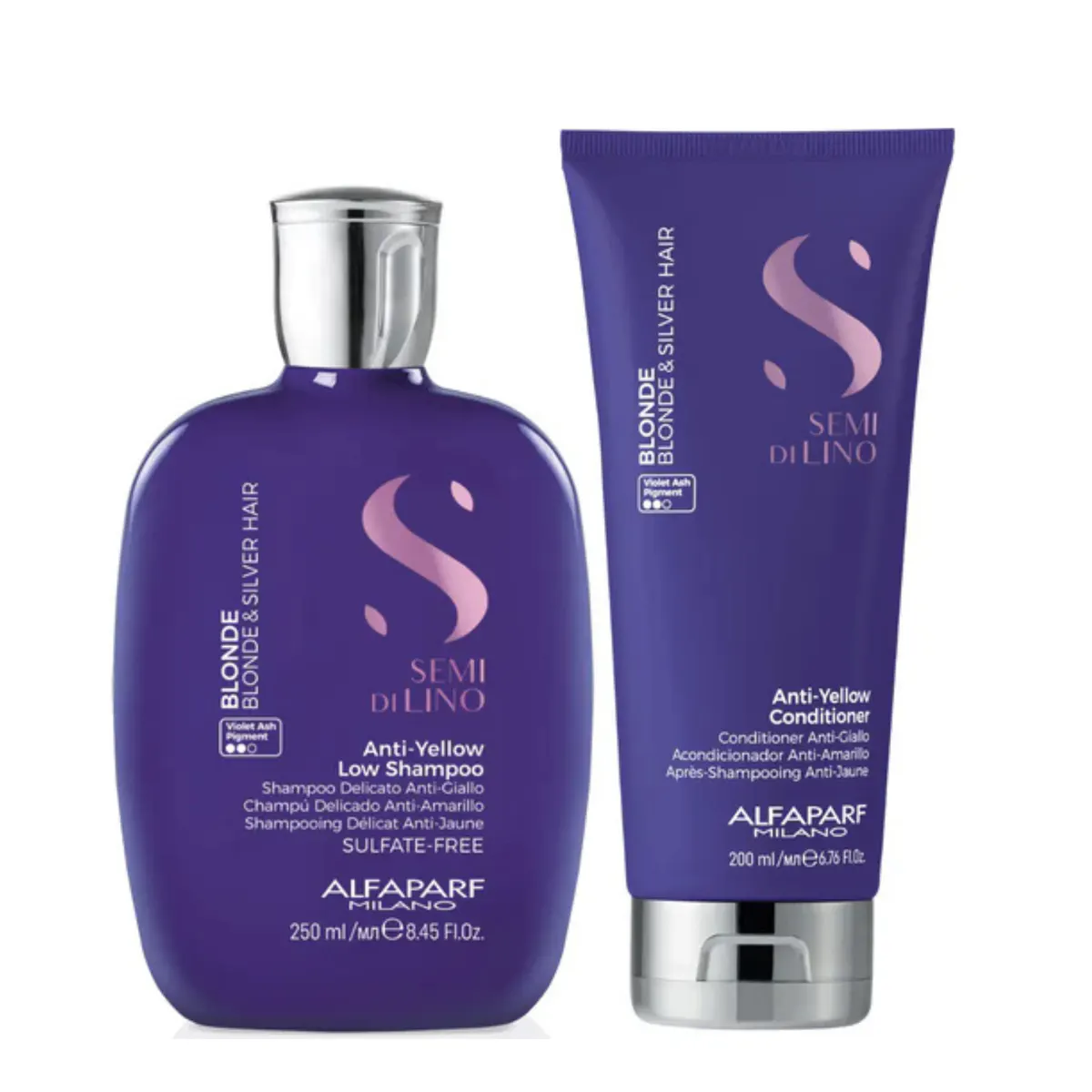 Alfaparf Milano Semi Di Lino Blonde Anti-Yellow Duo Bundle