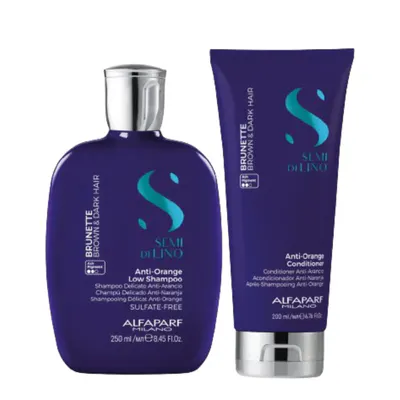 Alfaparf Milano Semi Di Lino Brunette Anti-Orange Duo Bundle