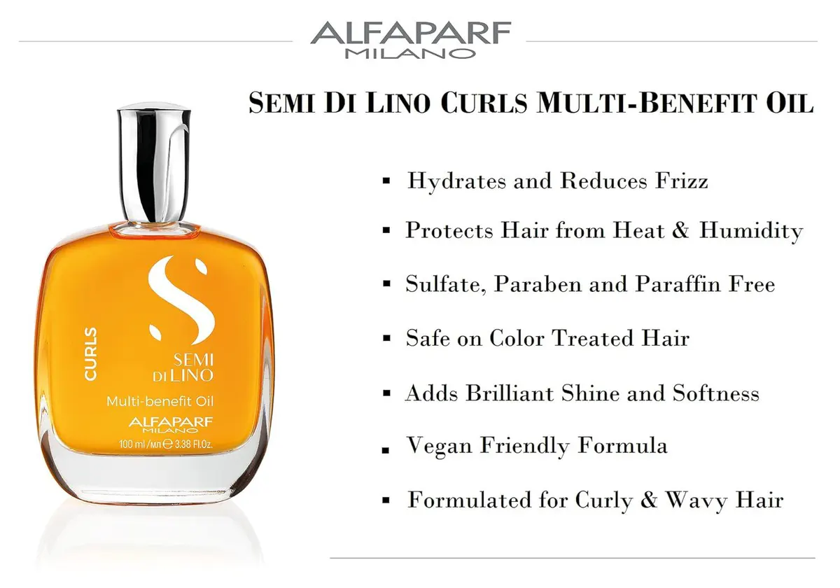 Alfaparf Milano Semi Di Lino Curls Multi-Benefit Oil 100ml, view 3