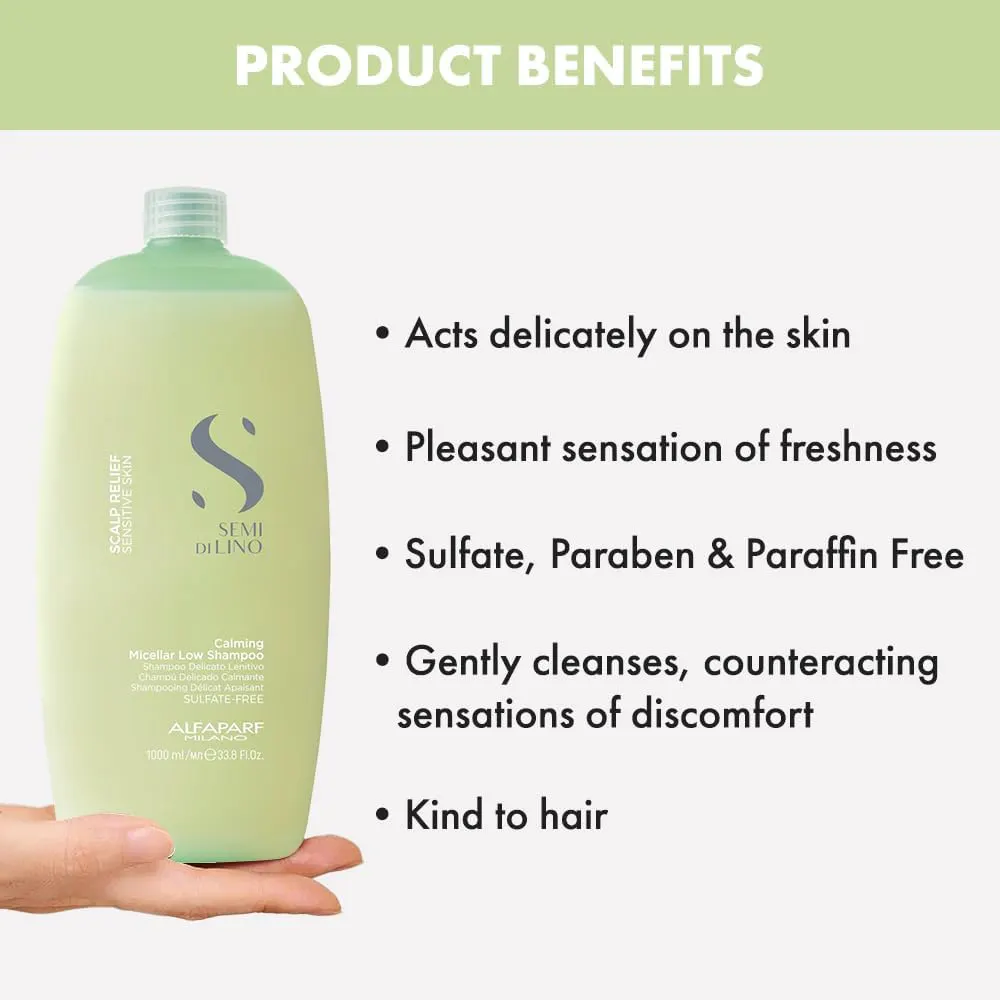 Alfaparf Milano Semi Di Lino Scalp Relief Calming Micellar Low Shampoo 1000ml, view 6