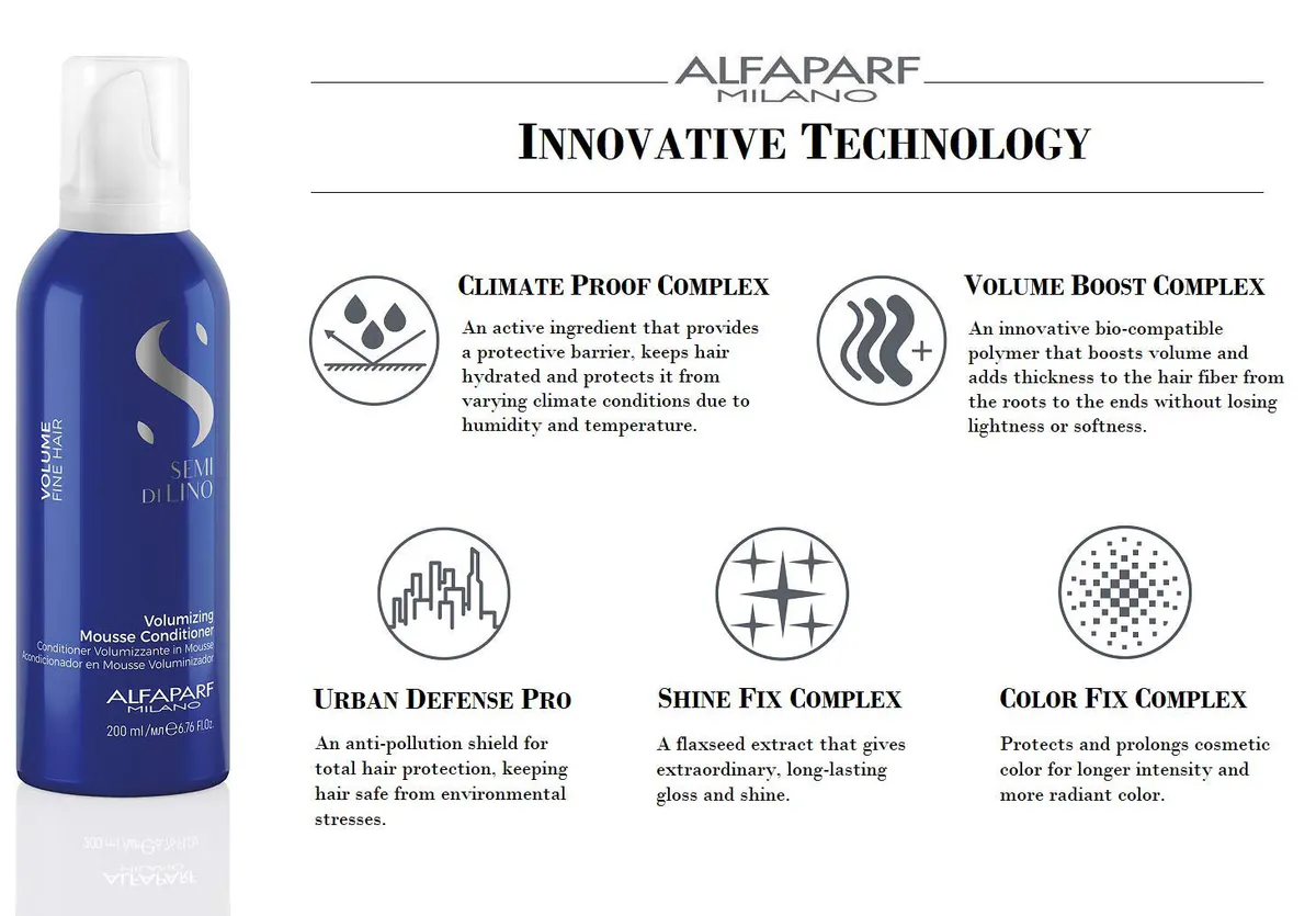 Alfaparf Milano Semi Di Lino Volumizing Mousse Conditioner 200ml, view 2