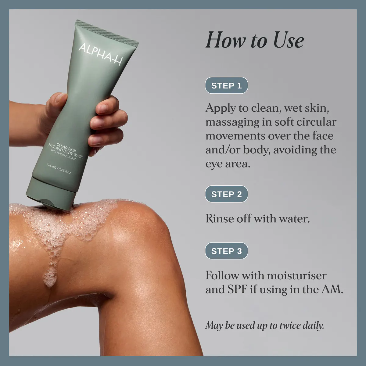 Alpha-H Clear Skin Face & Body Wash with 2% Salicylic Acid 185ml, view 5