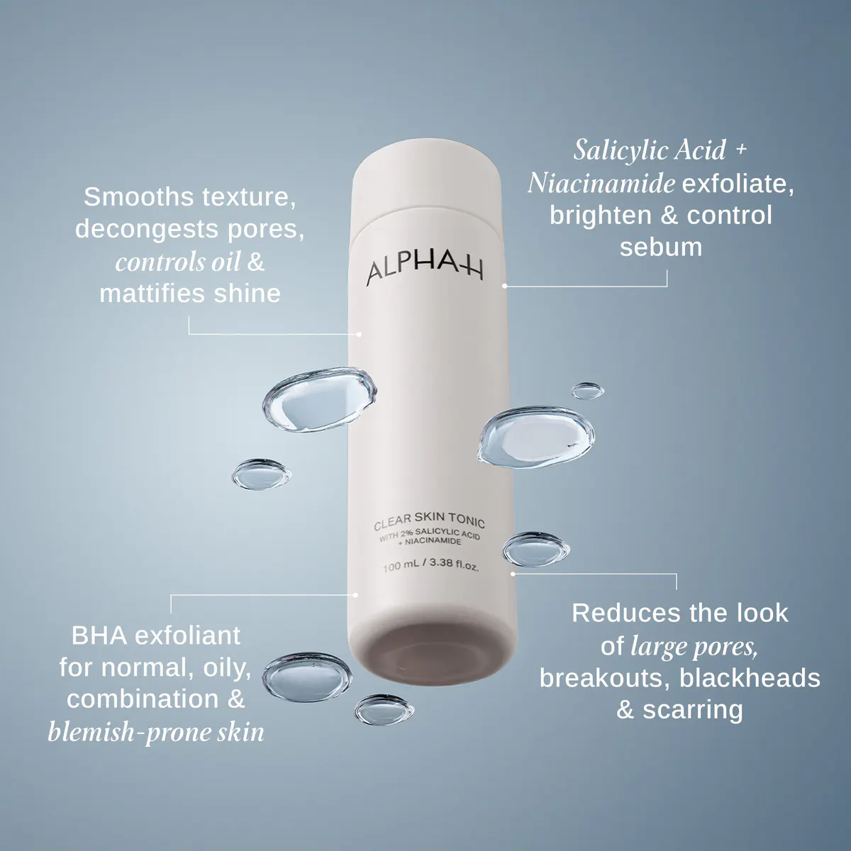 Alpha-H Clear Skin Tonic with 2% Salicilyc Acid + Niacinamide 100ml, view 4