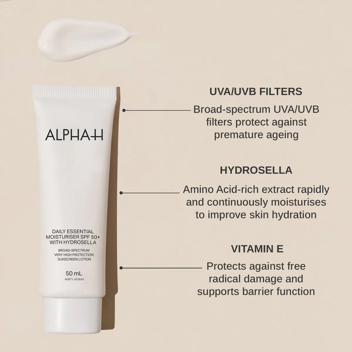 Alpha-H Daily Essential Moisturiser SPF50+ 30ml, view 3