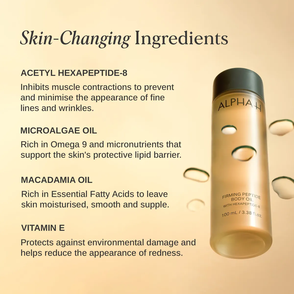 Alpha-H Firming Peptide Body Oil with Hexapeptide-8 100ml, view 8