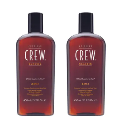 American Crew Classic 3-in-1 Shampoo Conditioner and Body Wash 450ml Duo Pack