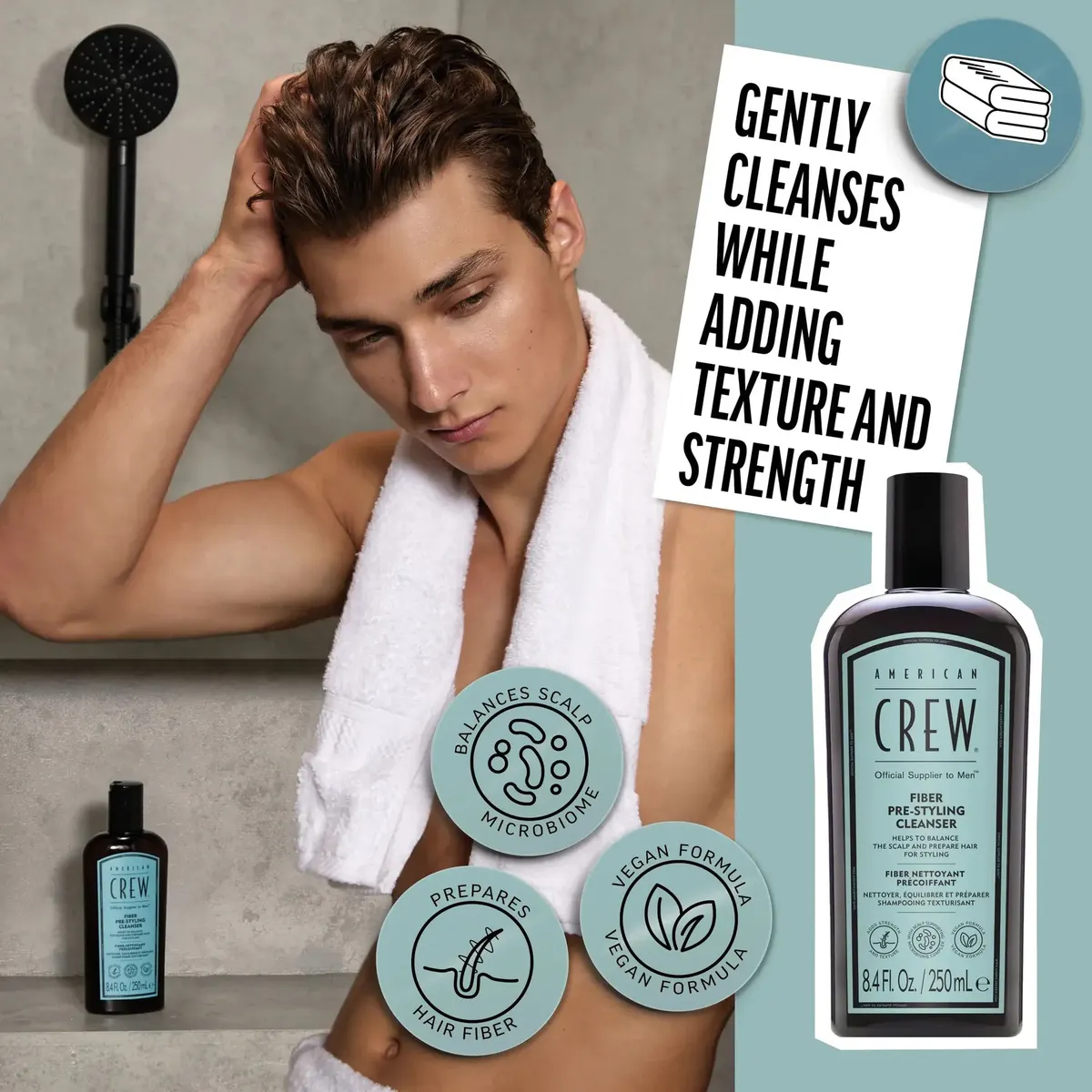 American Crew Fiber Pre-Styling Shampoo 250ml, view 4