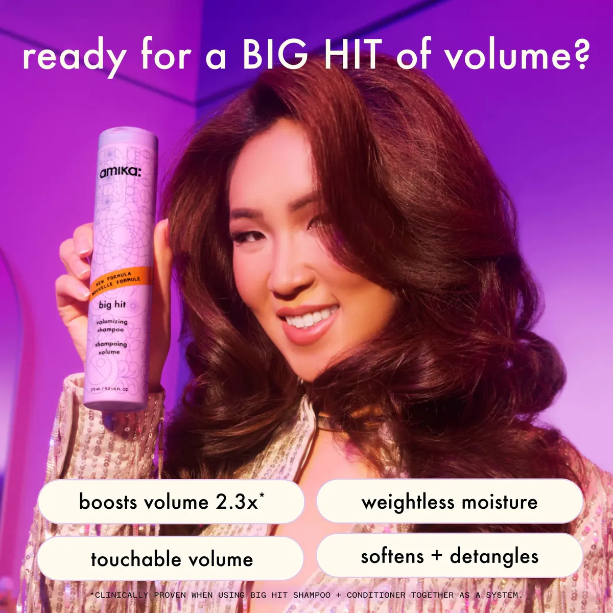 Amika Big Hit Volumizing Shampoo 275ml, view 4
