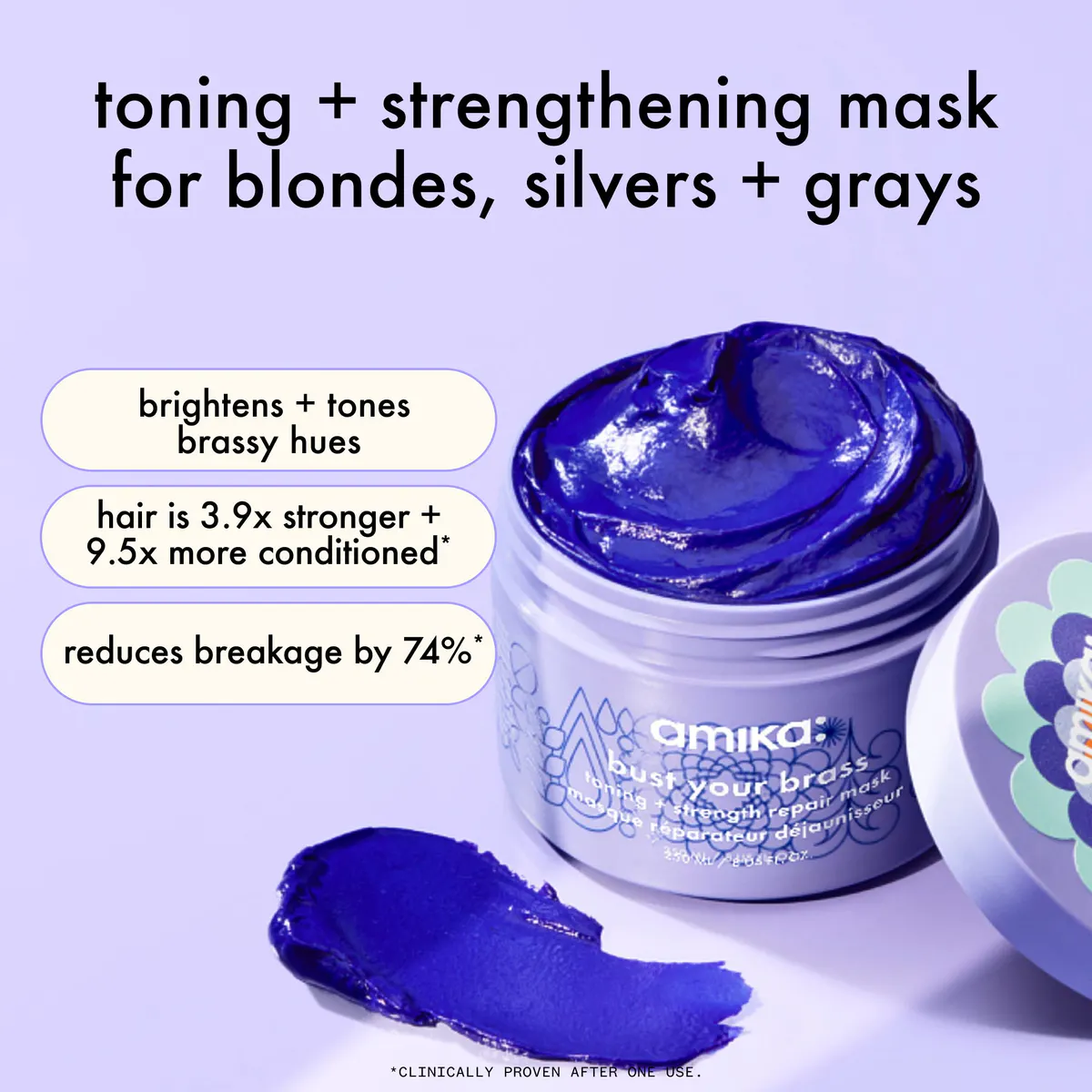 Amika Bust Your Brass Toning + Strength Repair Mask 250ml, view 3