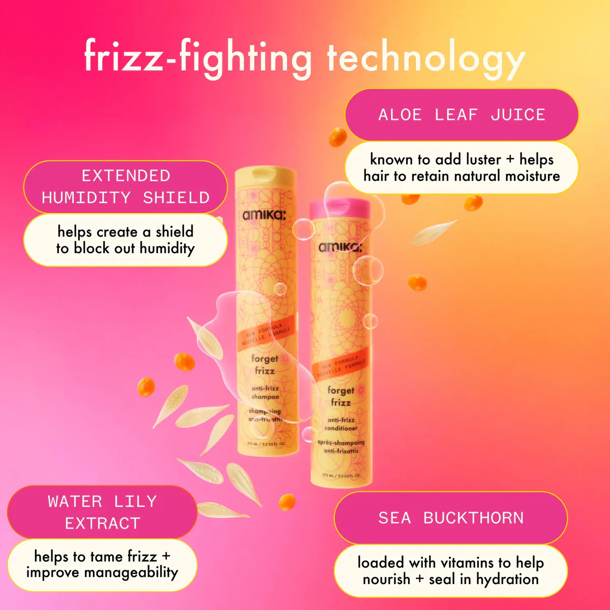 Amika Forget Frizz Anti-Frizz Shampoo 275ml, view 3