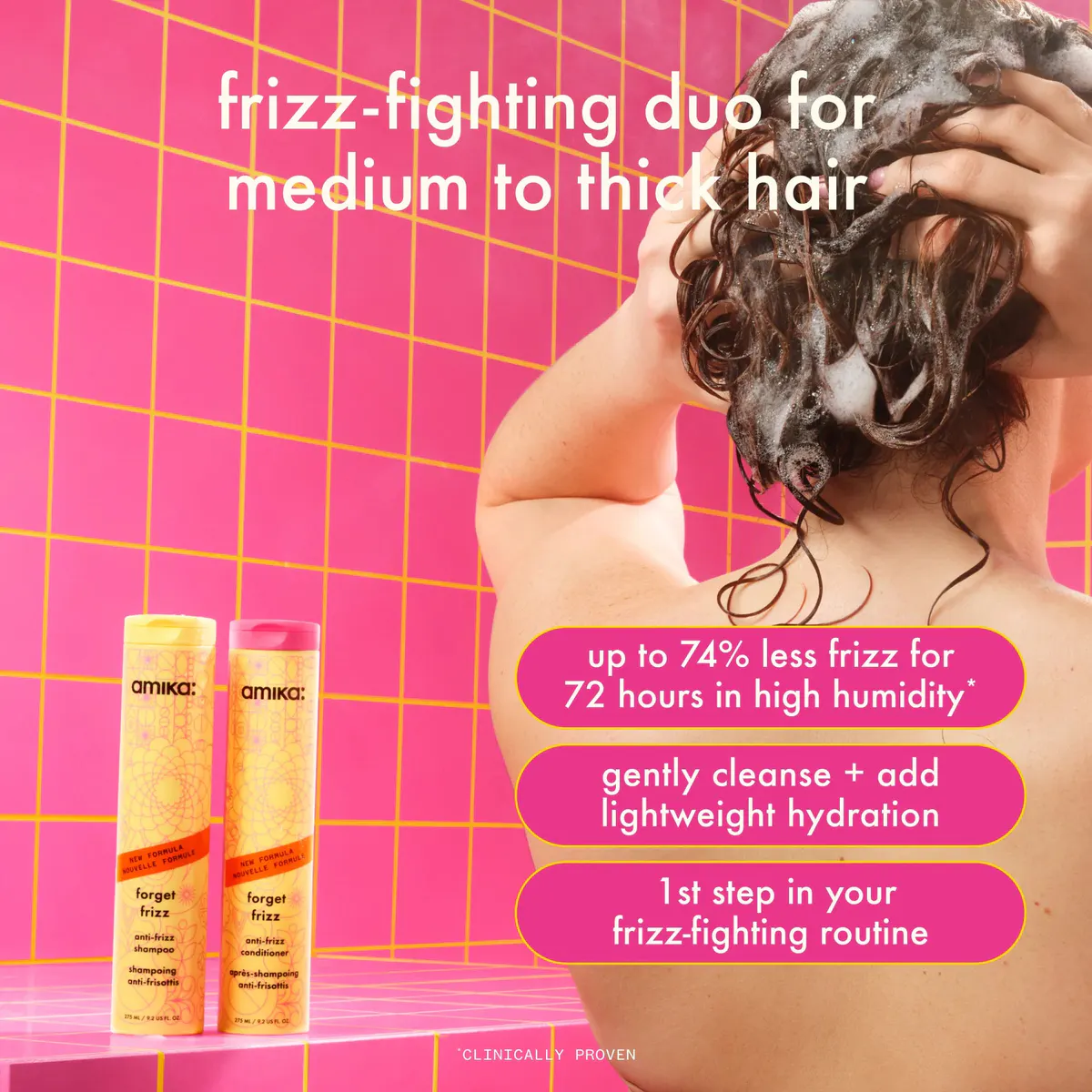Amika Forget Frizz Anti-Frizz Shampoo 275ml, view 4