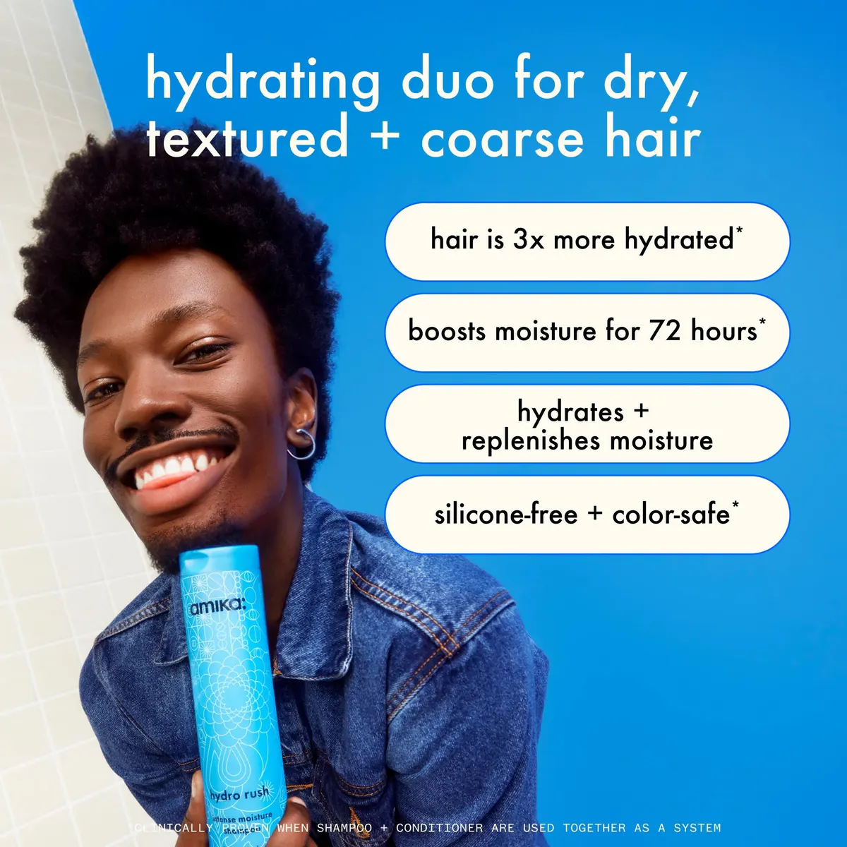 Amika Hydro Rush Intense Moisture Shampoo 275ml, view 3