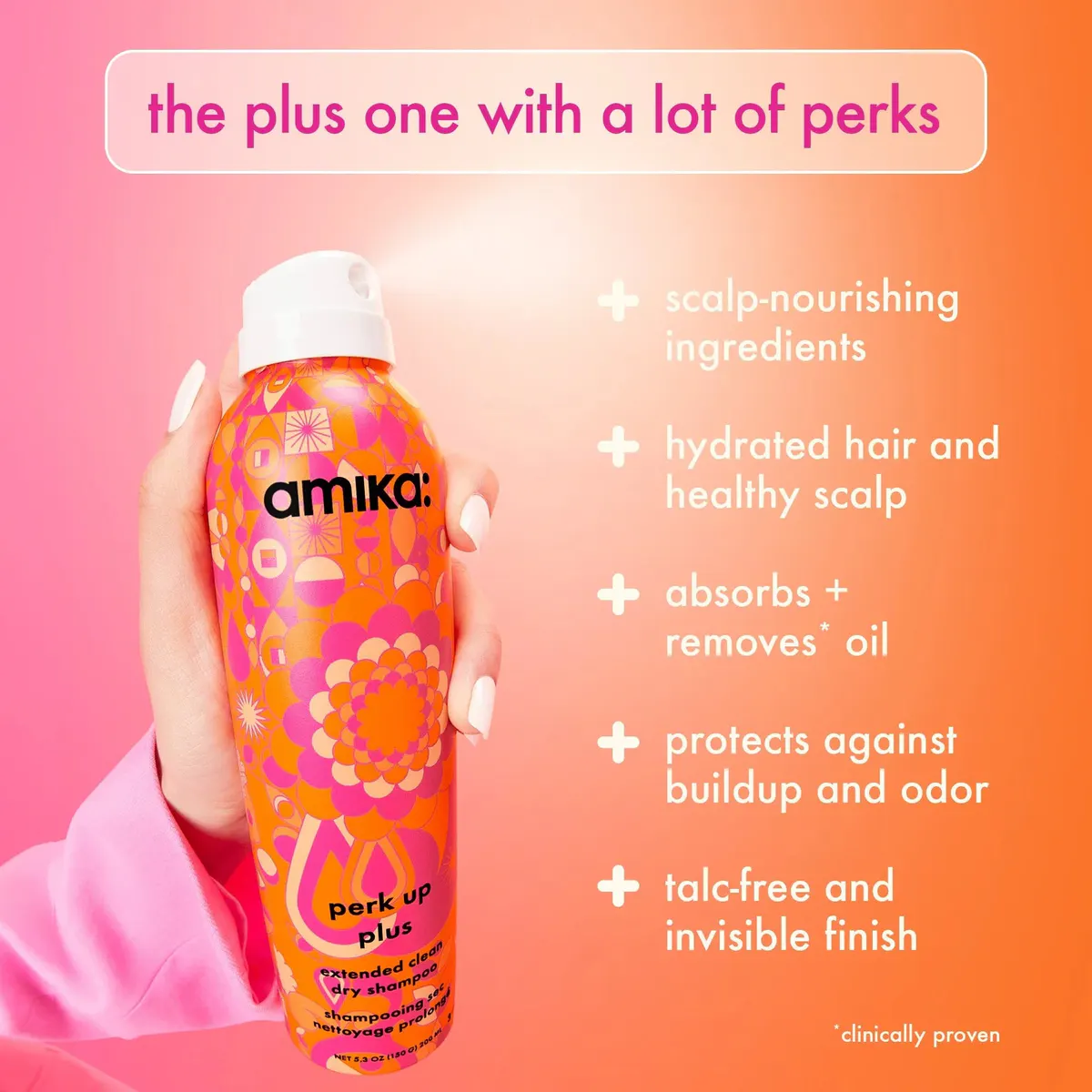 Amika Perk Up Plus Extended Clean Dry Shampoo 68ml, view 3