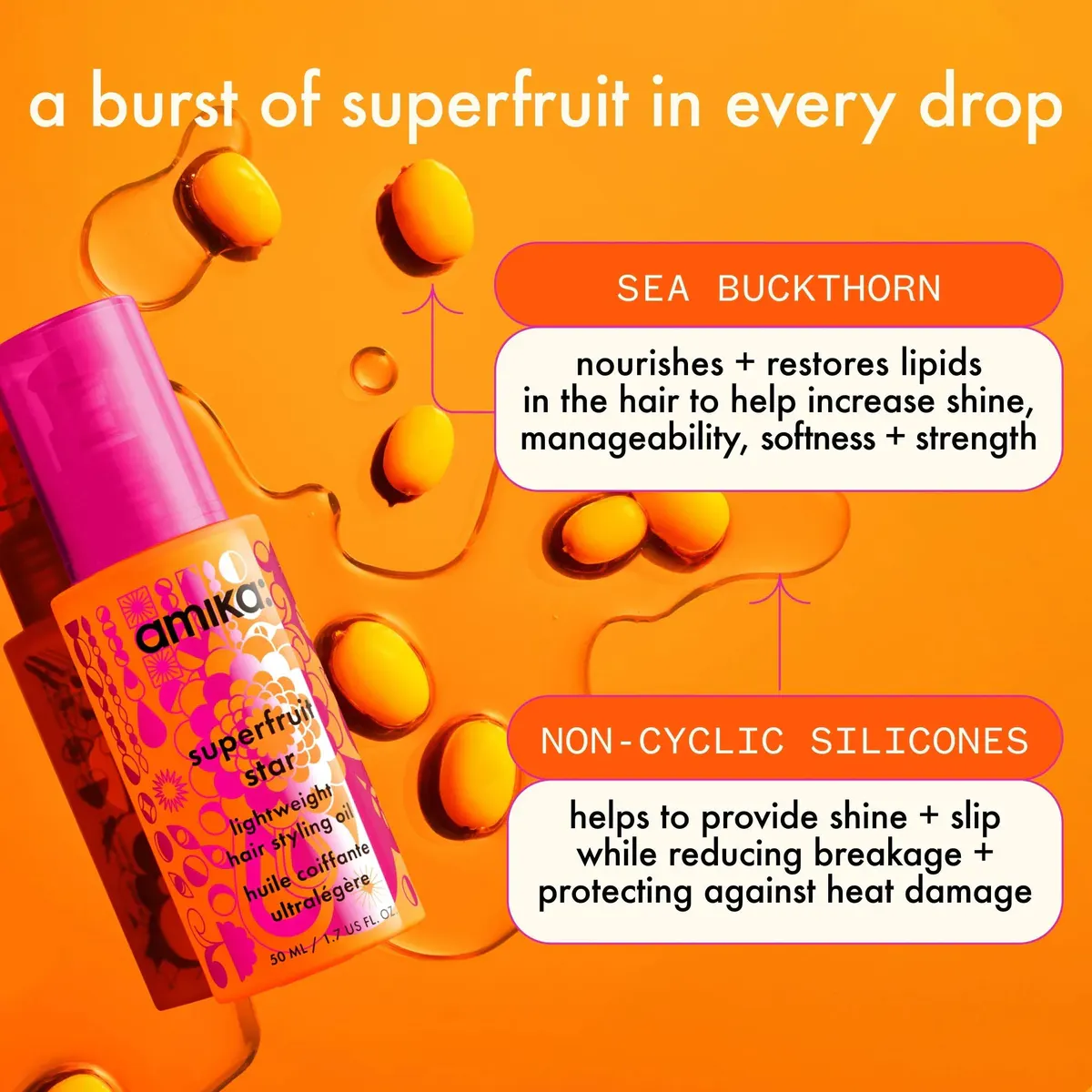 Amika Superfruit Star Styling Oil 50ml, view 4