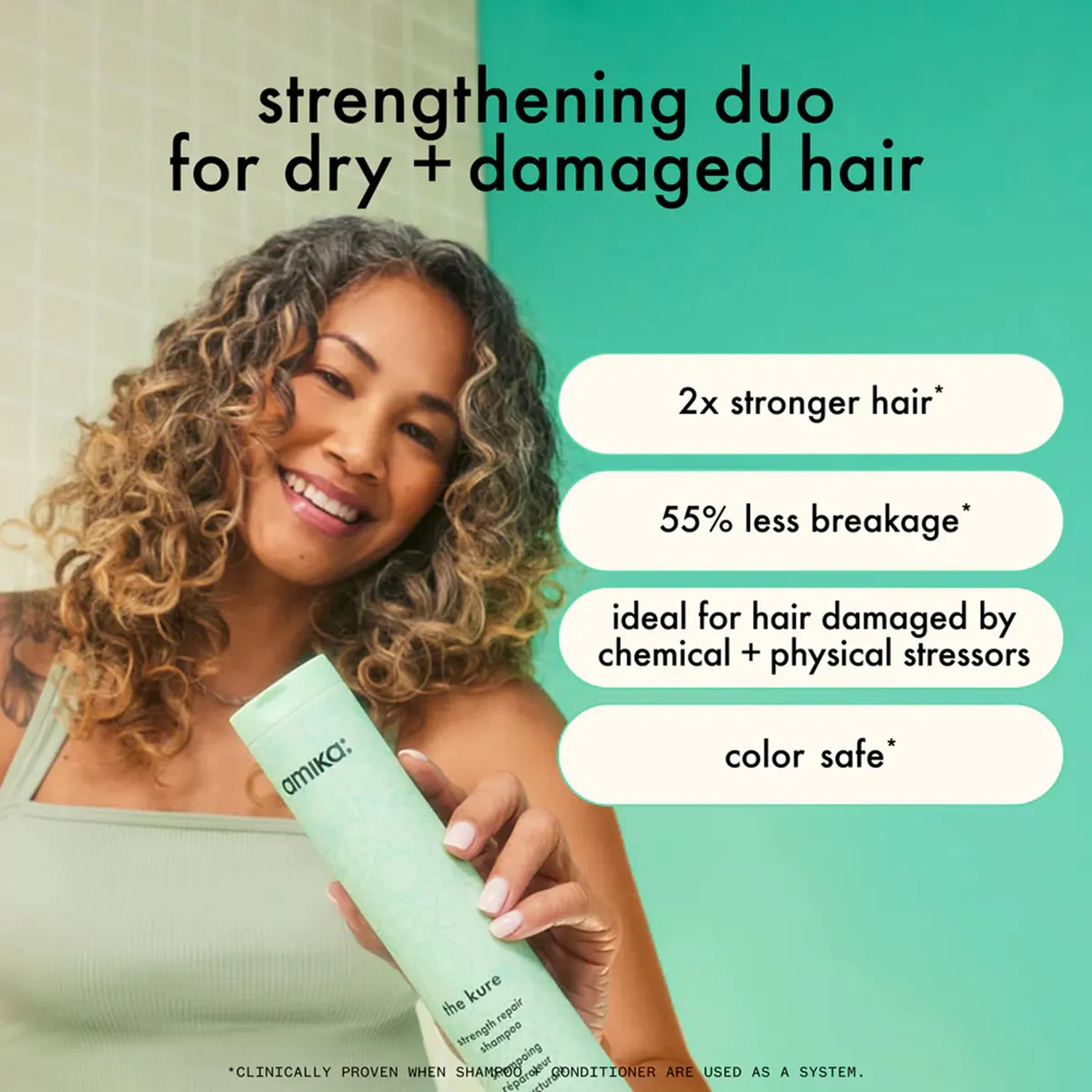 Amika The Kure Strength Repair Shampoo 275ml, view 3