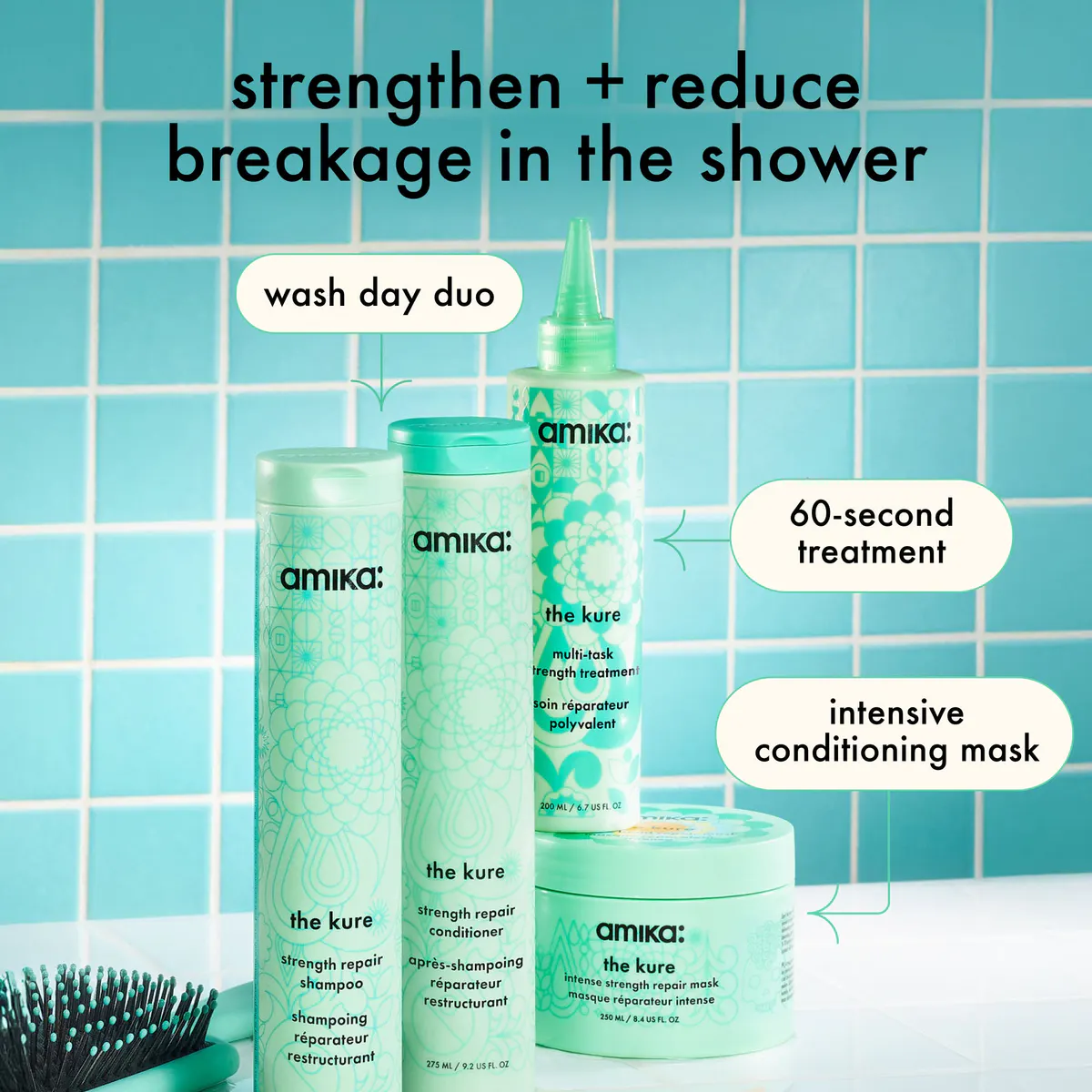 Amika The Kure Strength Repair Shampoo 275ml, view 4