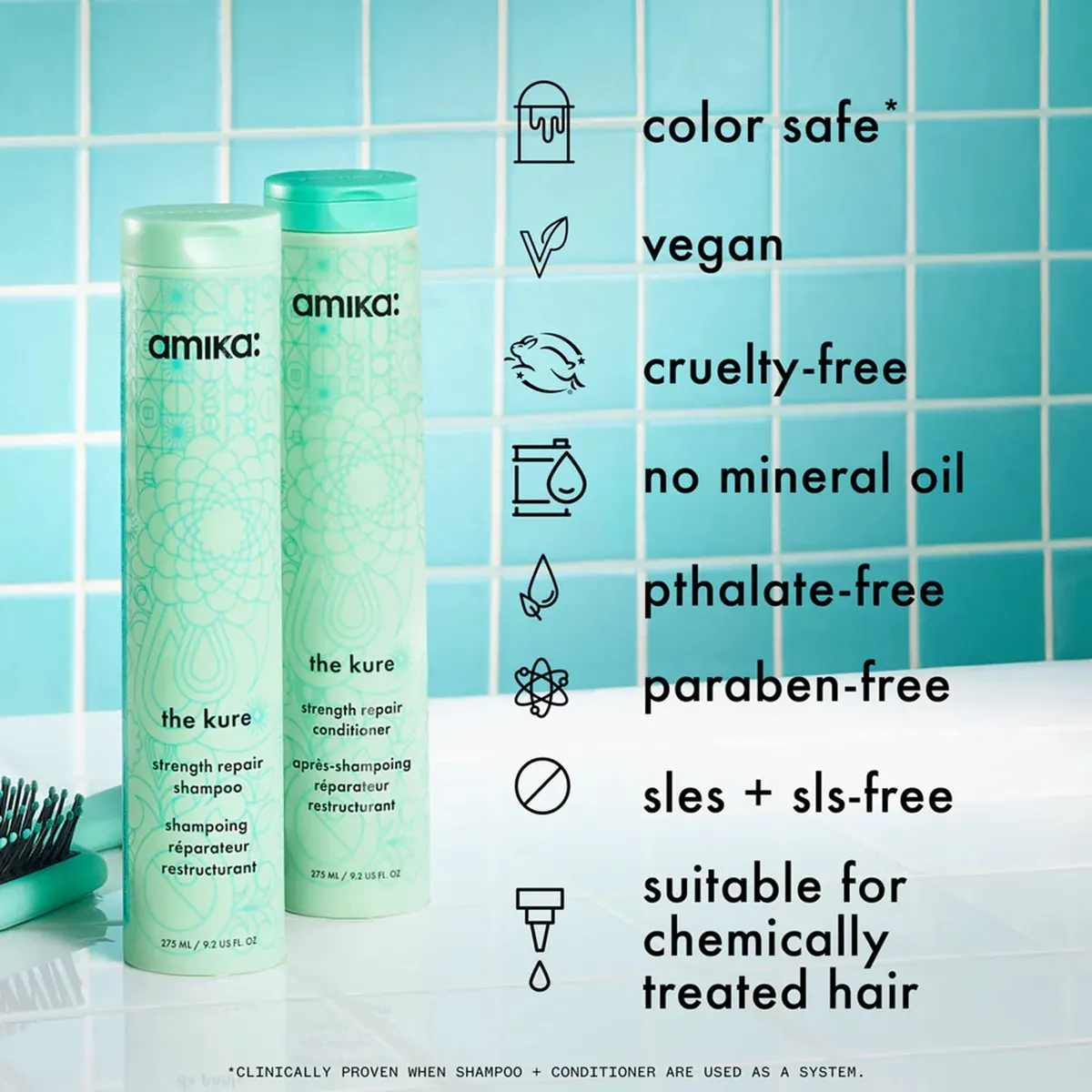 Amika The Kure Strength Repair Shampoo 275ml, view 6