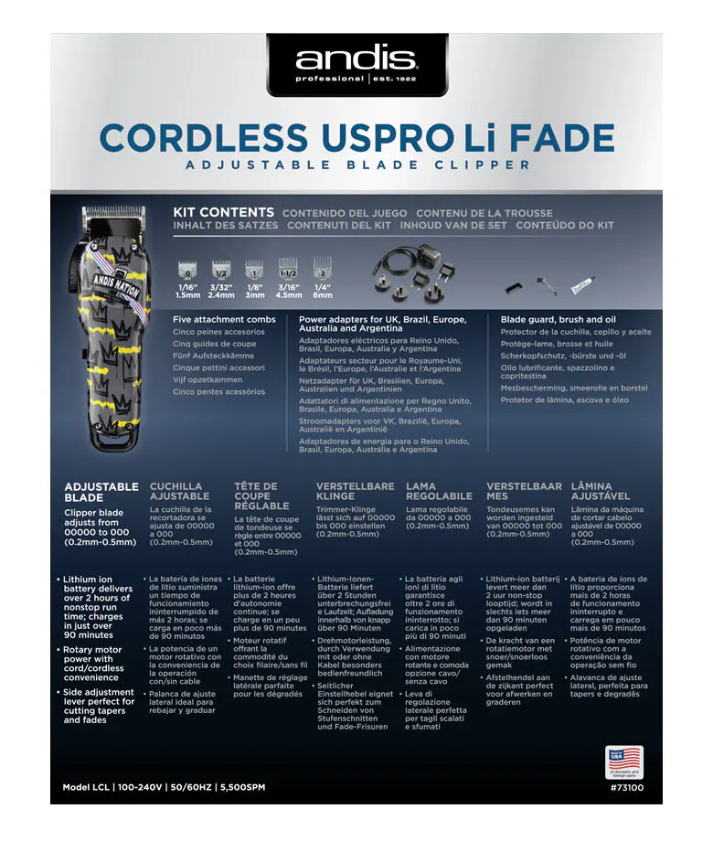 Andis US Pro Li Fade Cordless Adjustable Blade Clipper, view 4