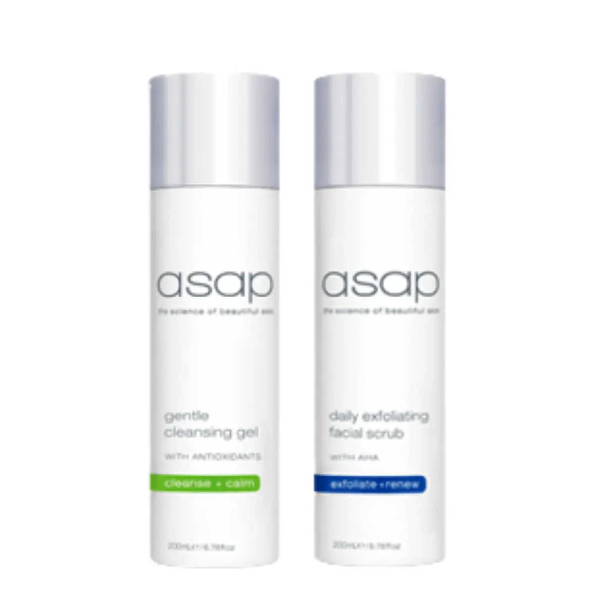 asap Gentle Cleansing Gel and Exfoliating Facial Scrub 200ml Bundle