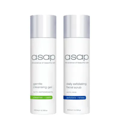 asap Gentle Cleansing Gel and Exfoliating Facial Scrub 200ml Bundle