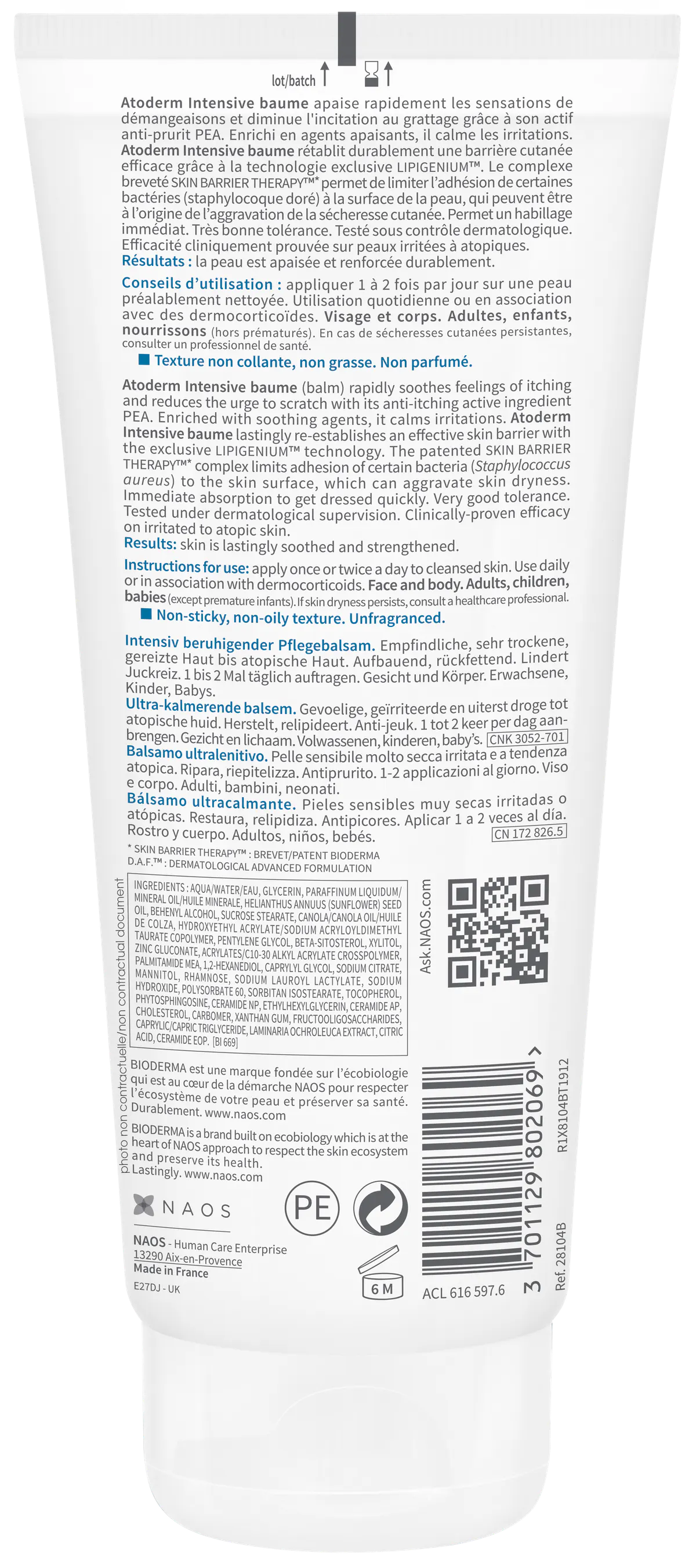 Bioderma Atoderm Intensive Baume Barrier Replenishing Moisturiser for Dry Skin 200ml, view 6