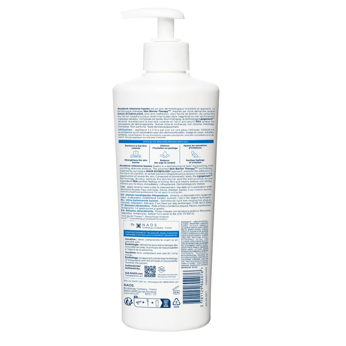 Bioderma Atoderm Intensive Baume Barrier-Replenishing Moisturiser for Dry Skin 500ml, view 6