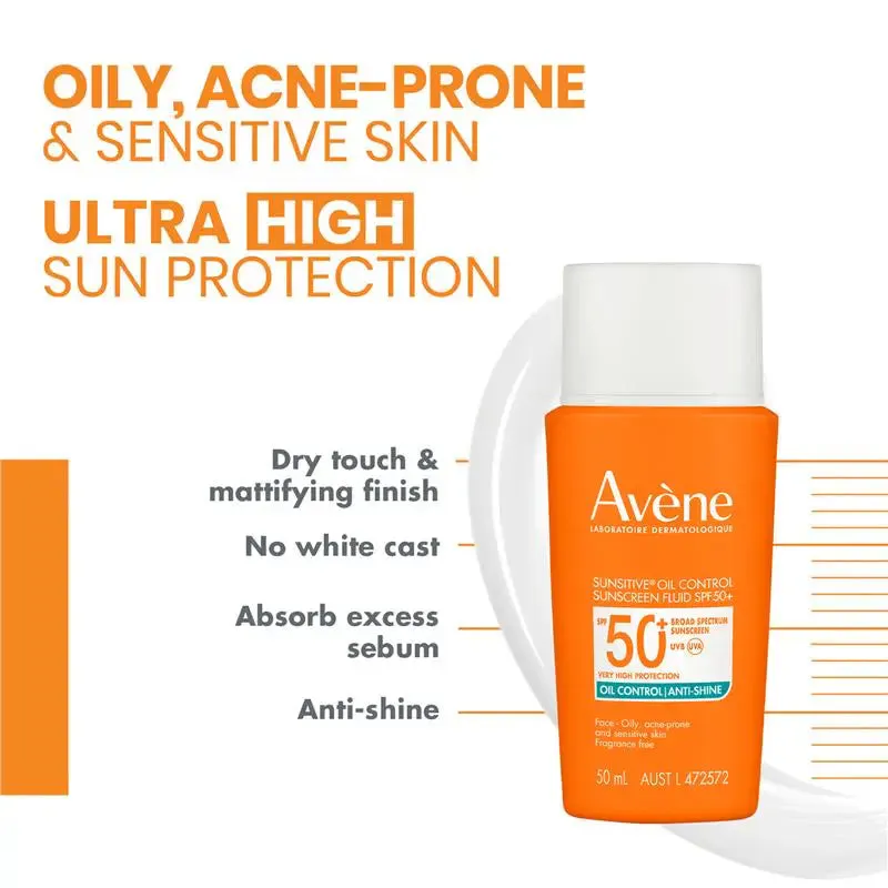 Avène Sunsitive Oil Control Sunscreen Fluid SPF50+ 50ml, view 2