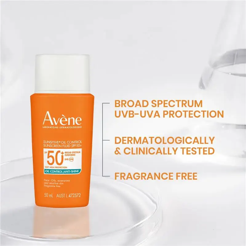 Avène Sunsitive Oil Control Sunscreen Fluid SPF50+ 50ml, view 6