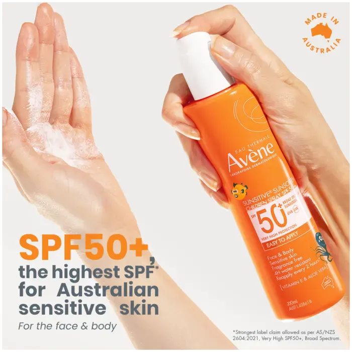 Avène Sunsitive Sunscreen Children Spray SPF50+ 200ml, view 2