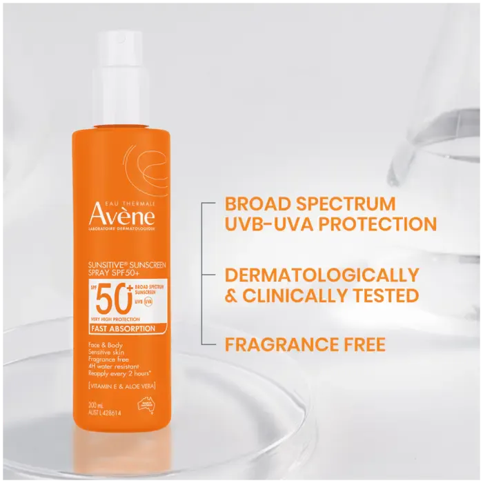 Avène Sunsitive Sunscreen Spray SPF50+ 200ml, view 5