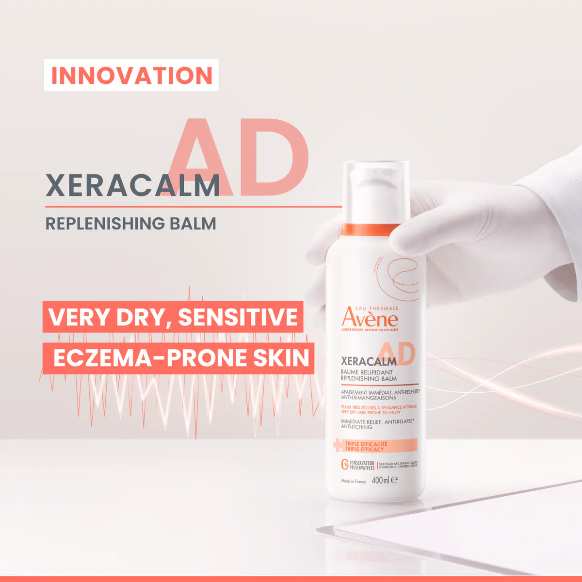Avène XeraCalm A.D Lipid-Replenishing Balm 400ml - Moisturiser for Eczema-prone Skin, view 2
