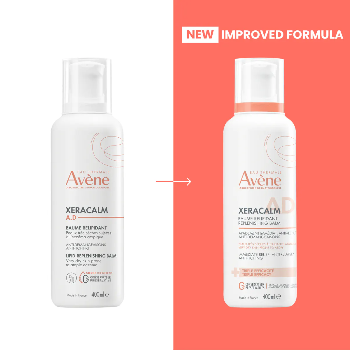 Avène XeraCalm A.D Lipid-Replenishing Balm 400ml - Moisturiser for Eczema-prone Skin, view 7