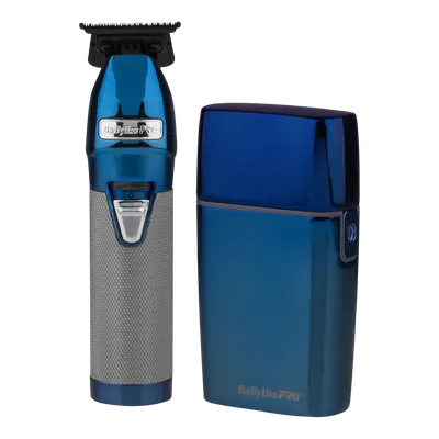 BaBylissPRO Duo Blue Chrome Double Foil Shaver and Outliner Trimmer