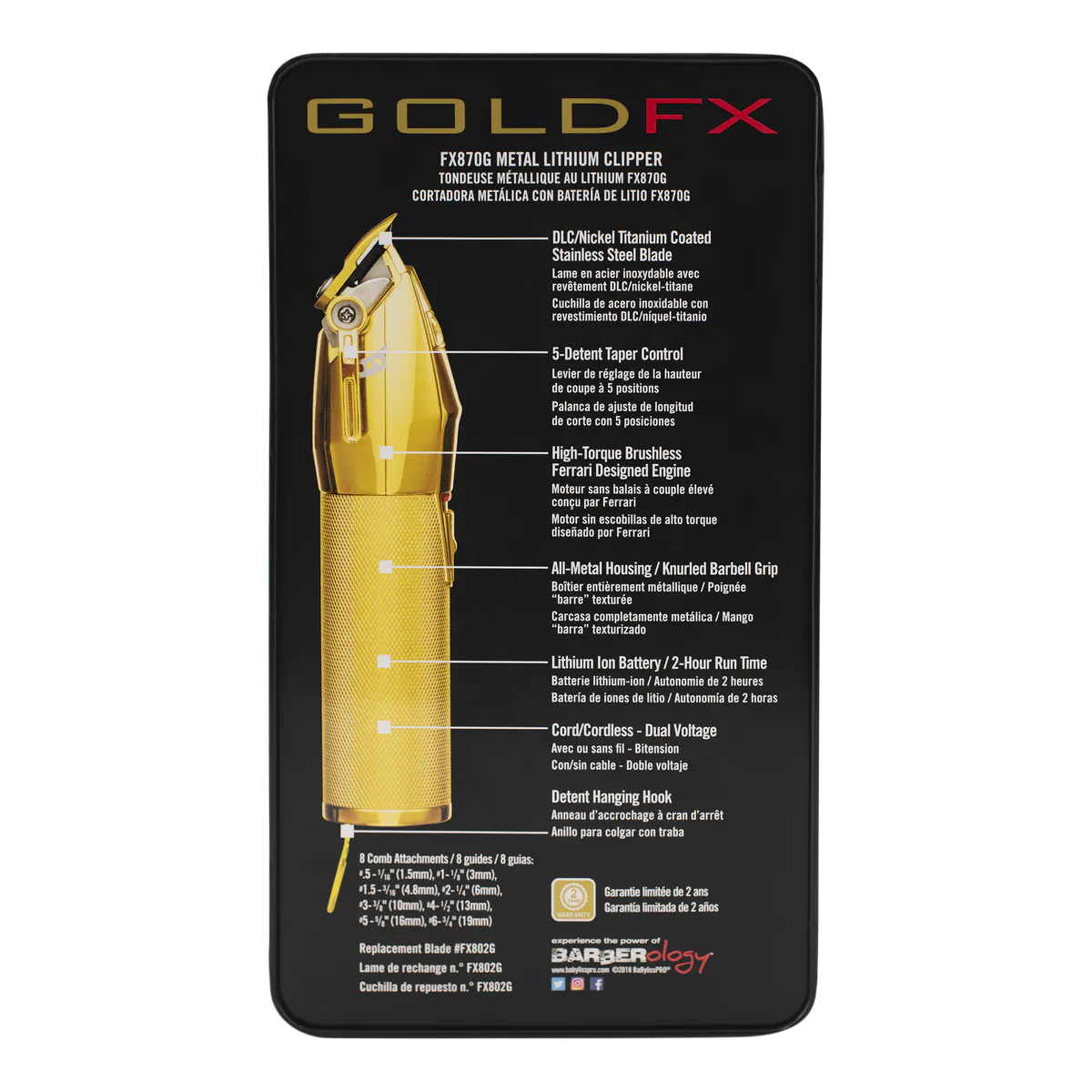 BaBylissPRO GoldFX Lithium Hair Clipper, view 4