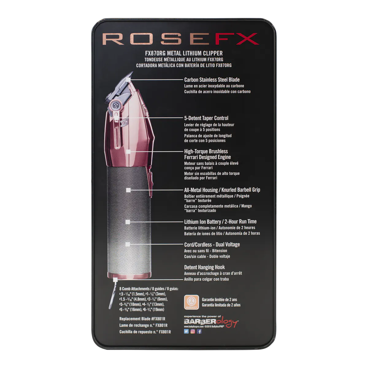 BaBylissPRO RoseFX Lithium Hair Clipper, view 3