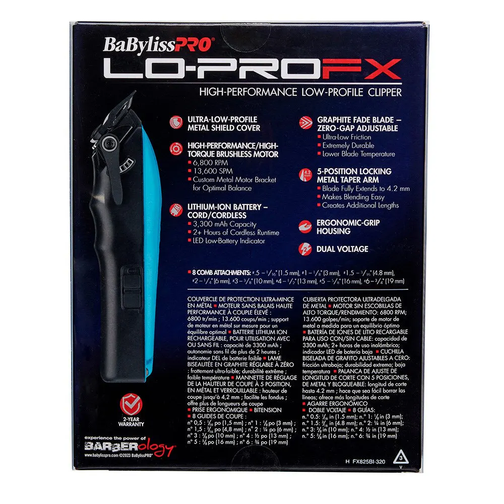 BaBylissPRO LoPROFX Hair Clipper Blue, view 3