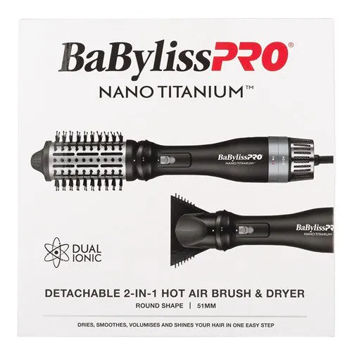 BaBylissPRO Nano Titanium Detachable 2 In 1 Hot Air Brush and Dryer, view 4