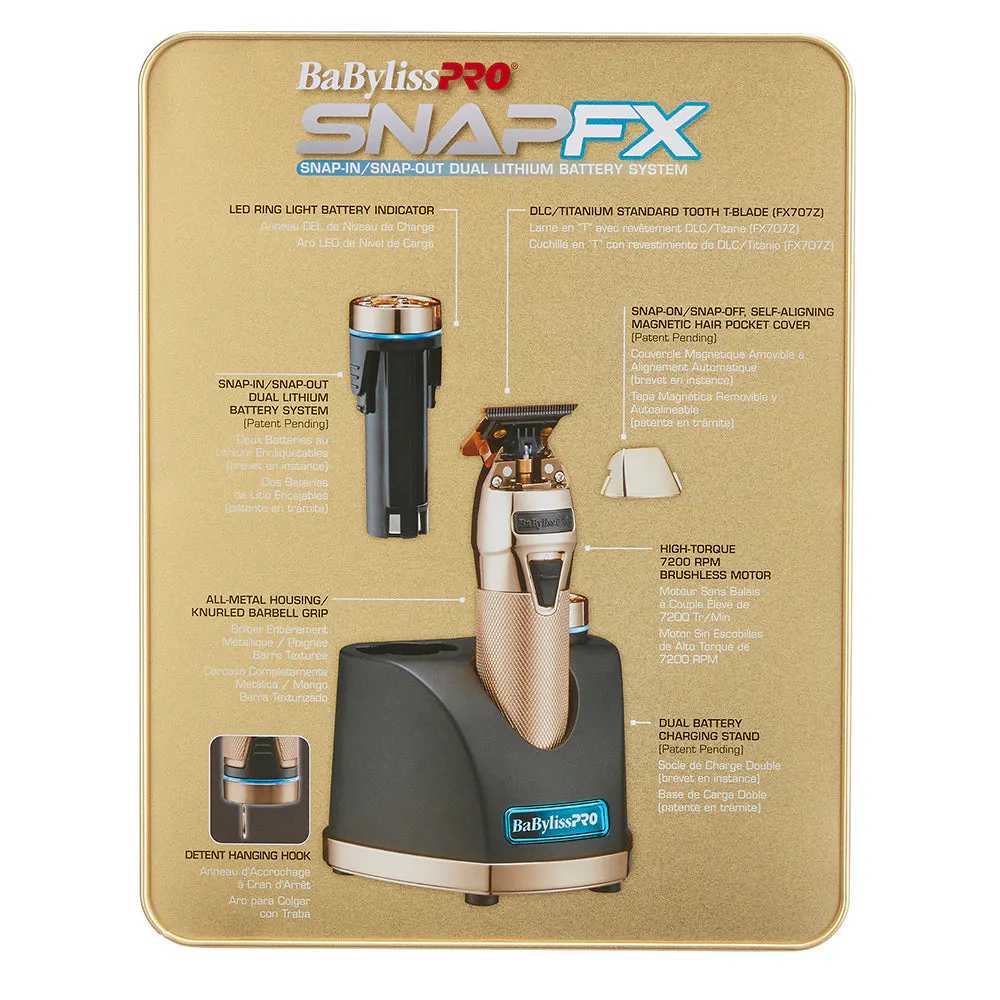 BabylissPro SnapFX Trimmer Gold, view 3