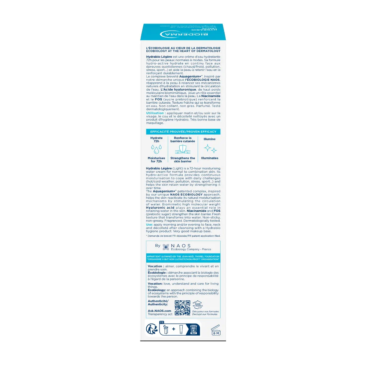 Bioderma Hydrabio 72H Light Moisturising Water Cream 40ml, view 6
