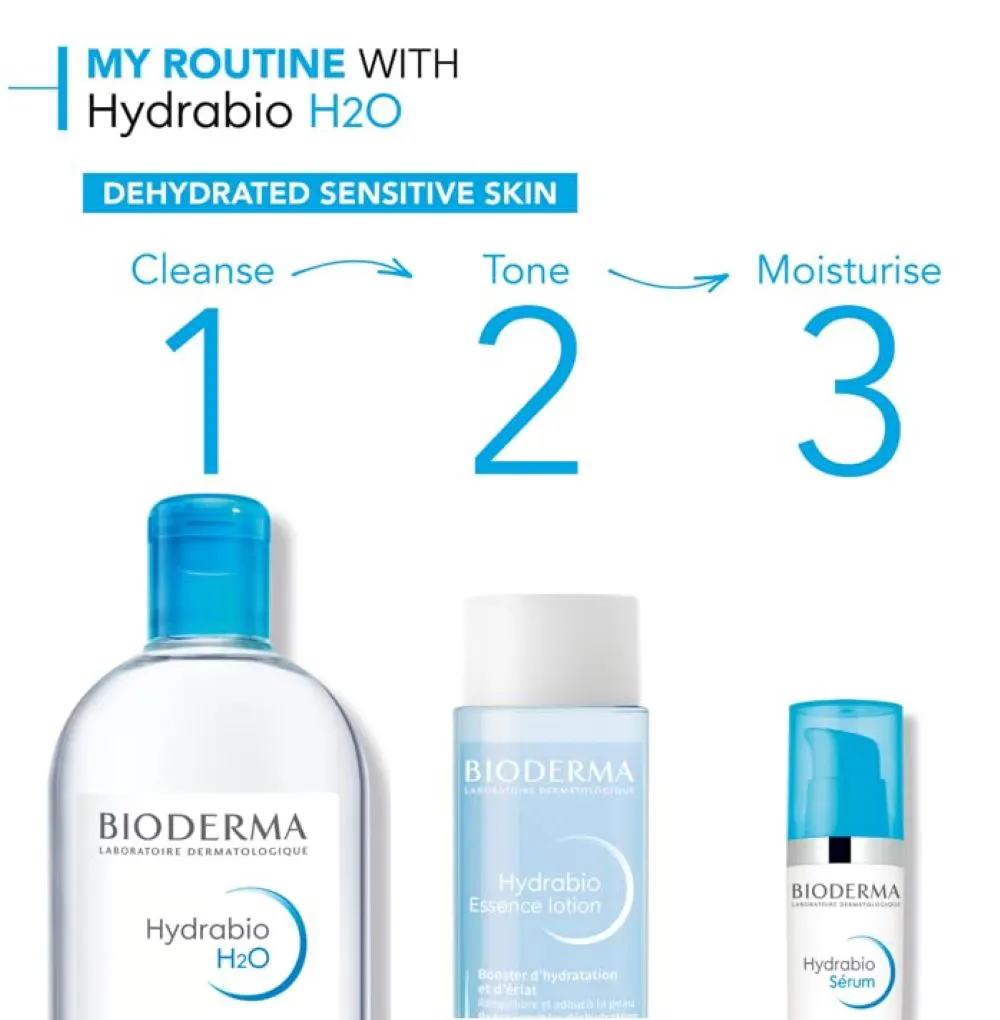 Bioderma Hydrabio H2O Hydrating Micellar Water Cleanser for Dehydrated Skin 100ml, view 3