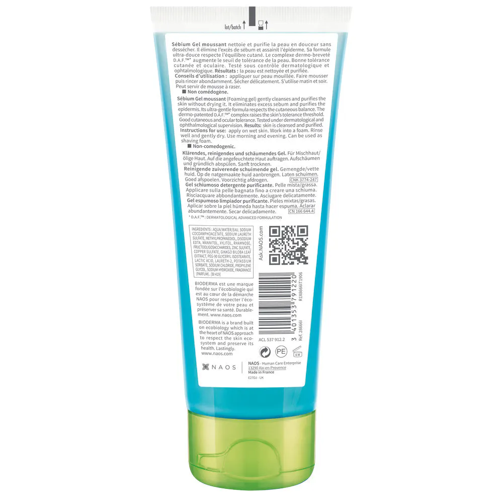 Bioderma Sebium Gel Moussant Purifying Foaming Gel Cleanser for Oily Skin 100ml, view 2
