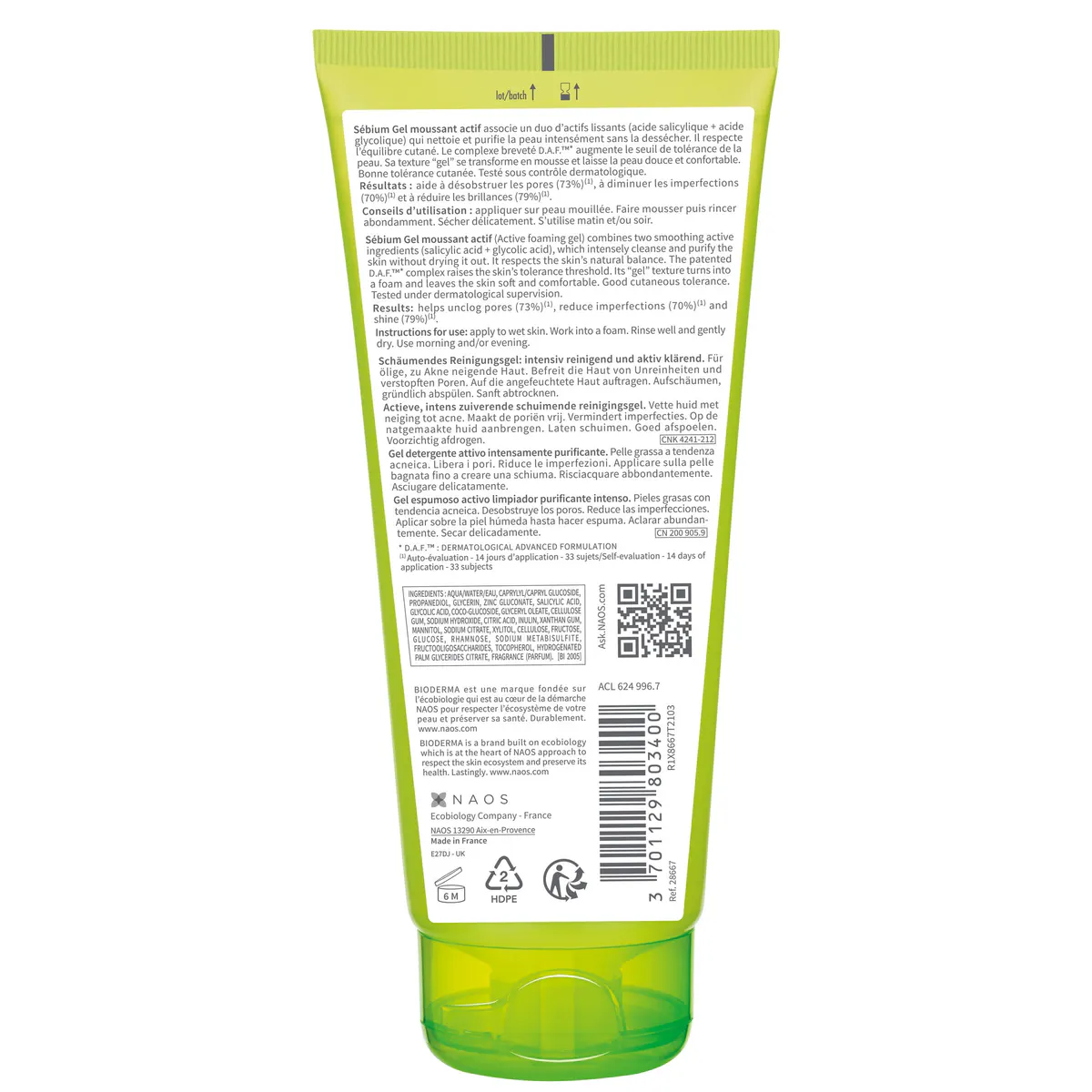 Bioderma Sebium Gel Moussant Actif Anti-Blemish Gel Cleanser for Acne-Prone Skin 200ml, view 6